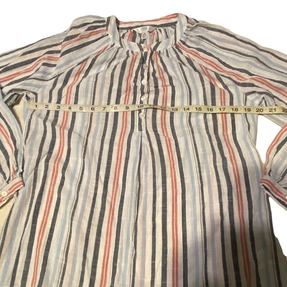 Time and Tru All Cotton Long Sleeve Peasant Style Stripe Womens top blouse S 4-6 - Picture 9 of 10